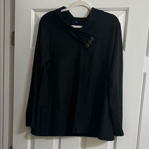 Ethyl Clothing Black Long Sleeve Faux Suede Crossover Button Top Size Large